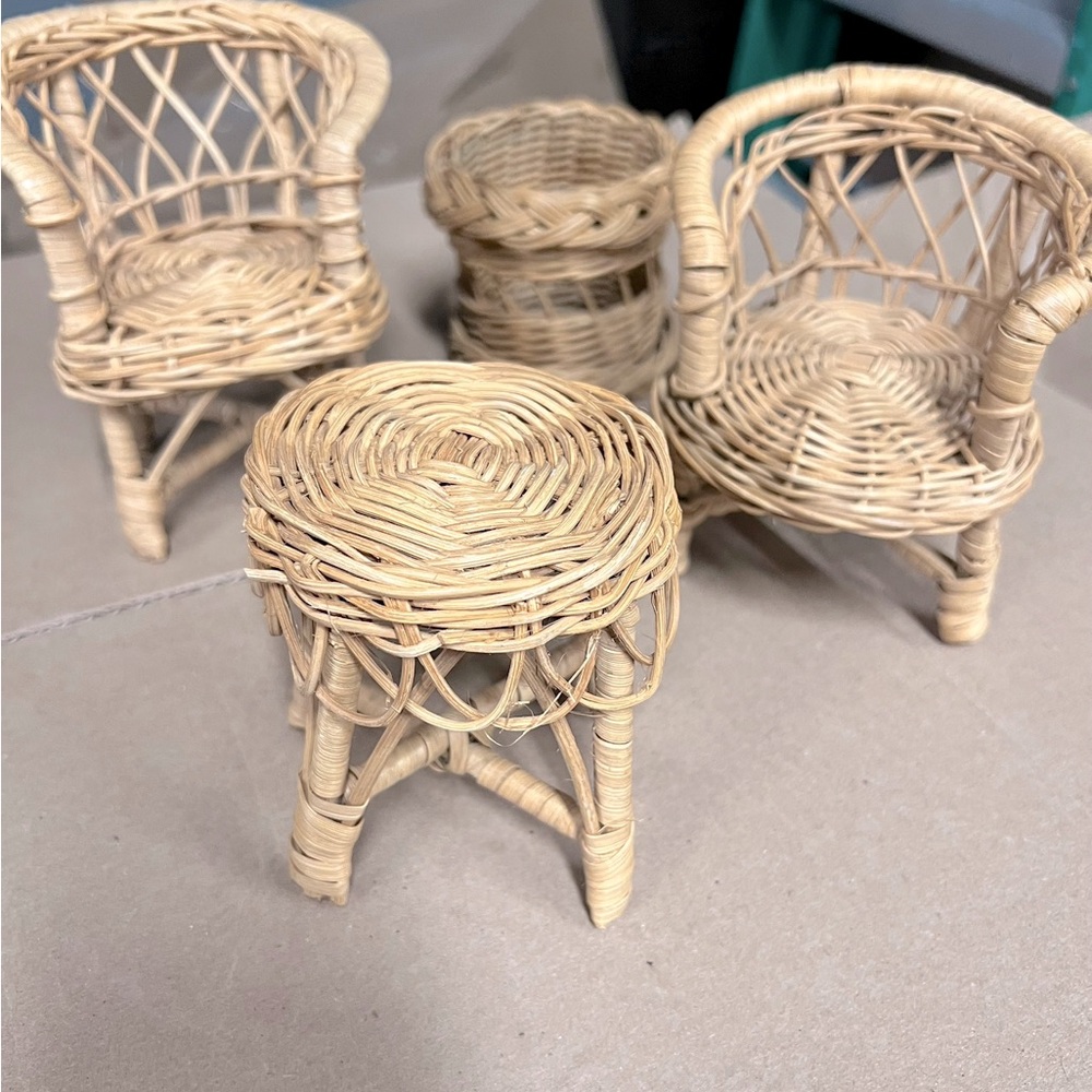 Mini wicker doll furniture
